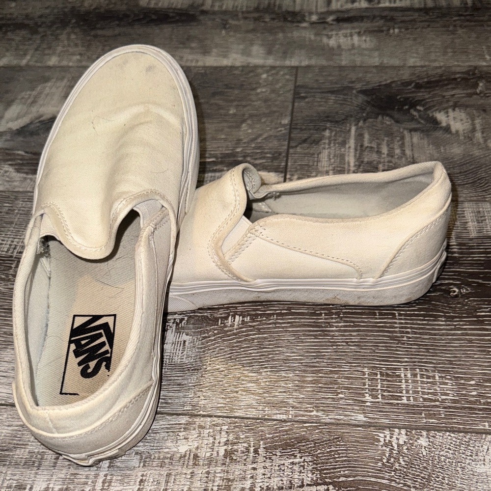 Vans Men's Cream Slip-On Sneakers